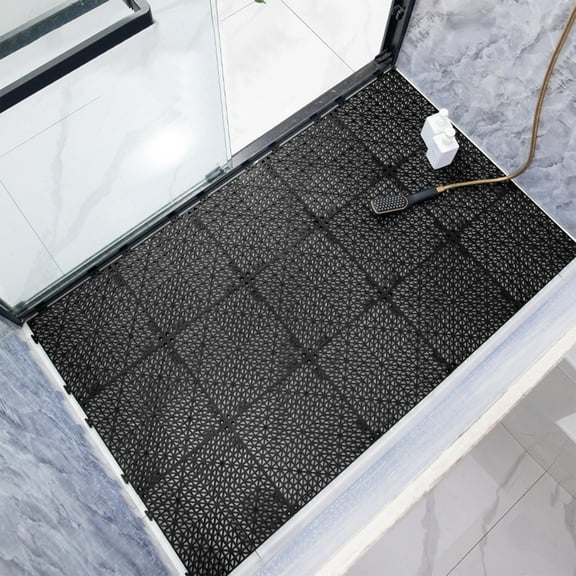Interlocking Non Slip Floor Tiles - Modular Waterproof Bathroom Mats for Showers - Drainage Design Pool Deck Mats - Easy Connect Anti Fatigue Gym Flooring