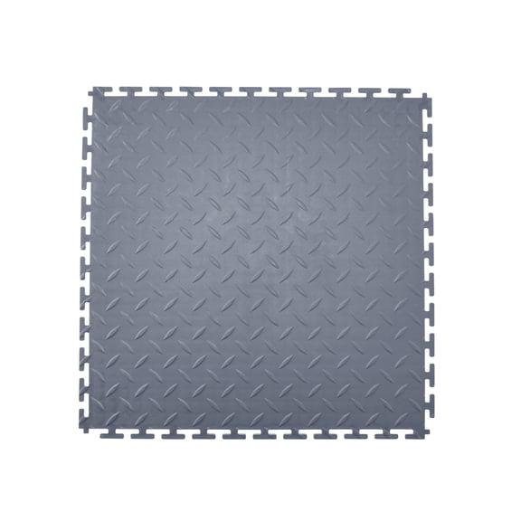 Interlocking PVC Garage Floor Tiles,8-Pack Slip-Resistant Diamond Plate Mats for Workshop,Garage,and Tool Room,Graphite Gray