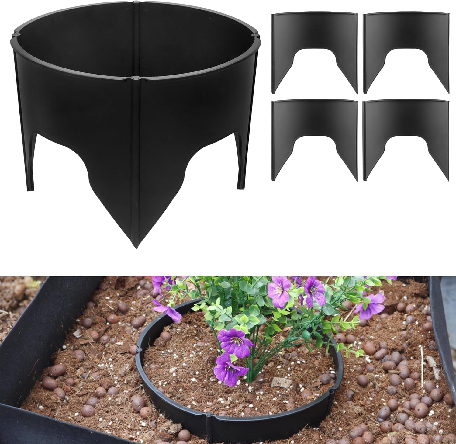 Interlocking Planting Grow Rings, Black Garden Rings for Plant Support ...