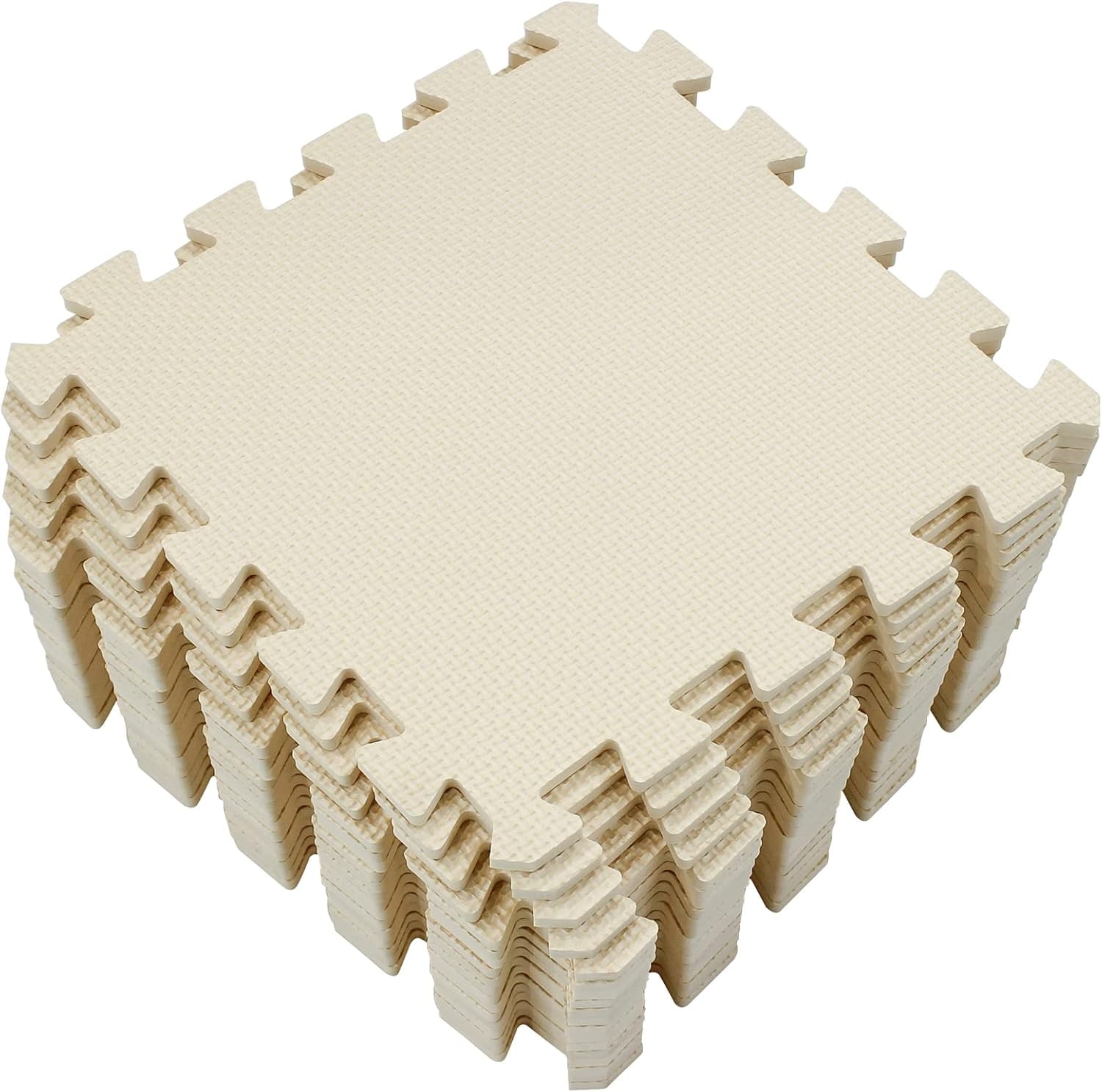 Interlocking Puzzle Foam Play Mat for Playing - EVA Crawling Mat | Rubber Floor Work Out Mats for Home Gym. White. YOC-Ab18N