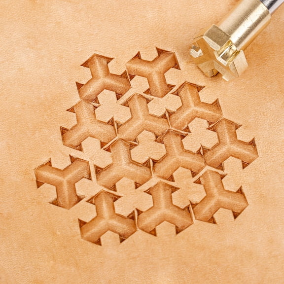 Interlocking Shapes Geometric Leather Embosser, DIY Brass Stamping Punch for Modern Leather Carving Projects
