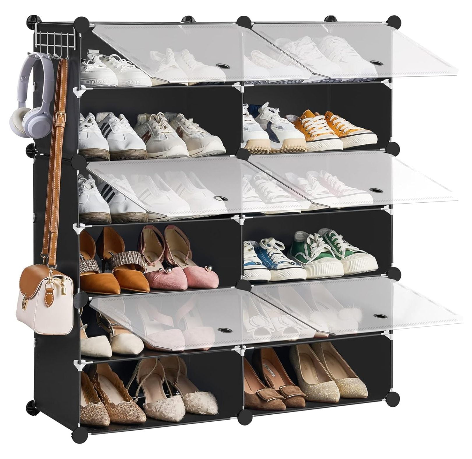 Interlocking Shoe Rack, 6 Cubes Plastic Shoe Storage Cabinet, 24 Shoe ...