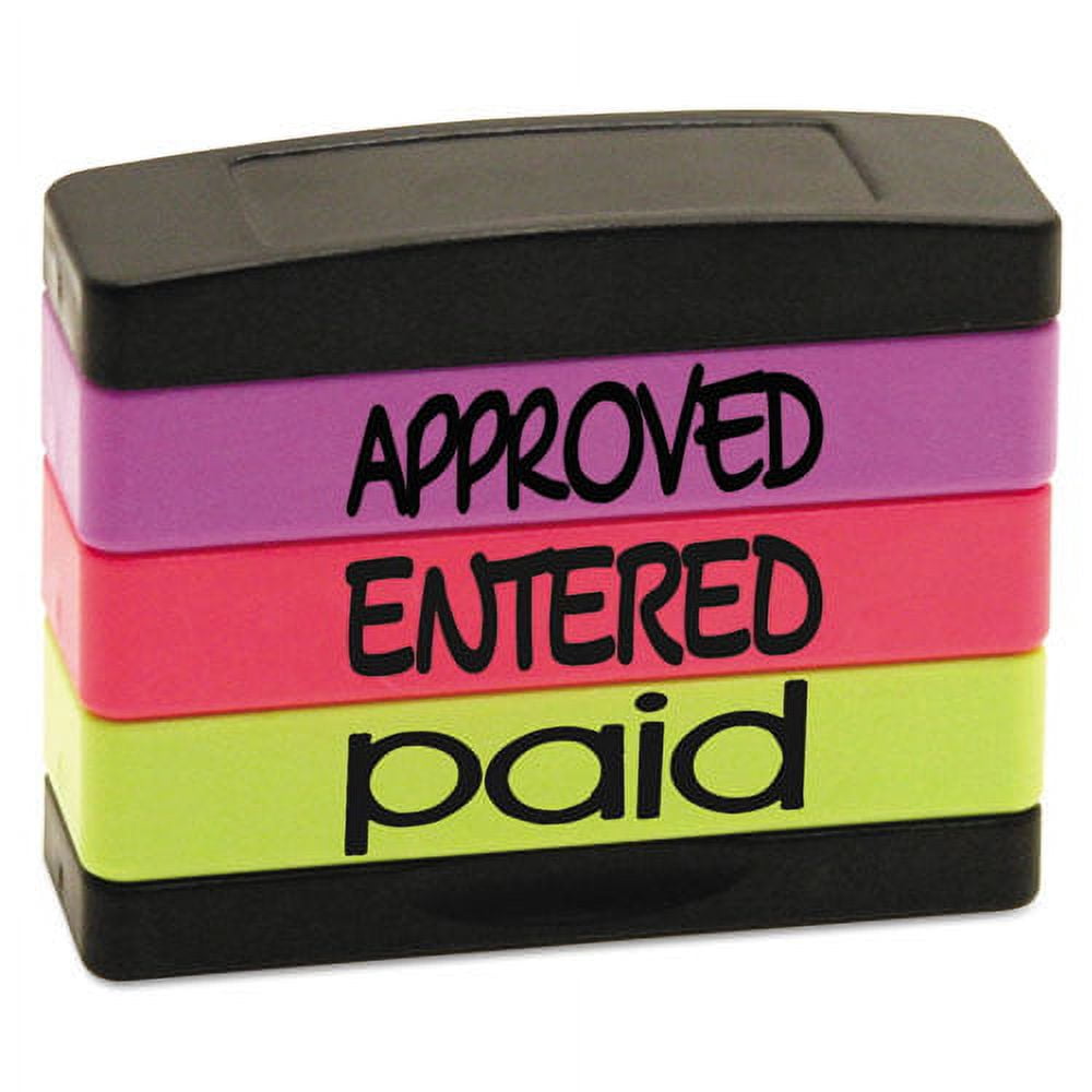 Interlocking Stack Stamp, Approved, Entered, Paid, 1.81