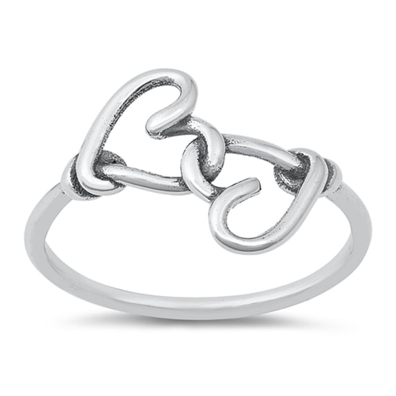Interlocking Thin Line Promise Heart Ring .925 Sterling Silver Band Jewelry Female Male Size 10