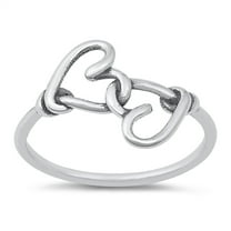 Interlocking Thin Line Promise Heart Ring .925 Sterling Silver Band Jewelry Female Male Size 11