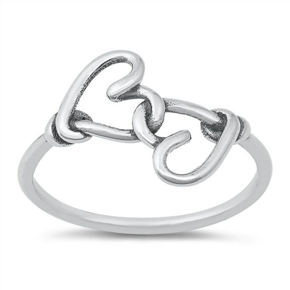 Interlocking Thin Line Promise Heart Ring .925 Sterling Silver Band Jewelry Female Male Size 11
