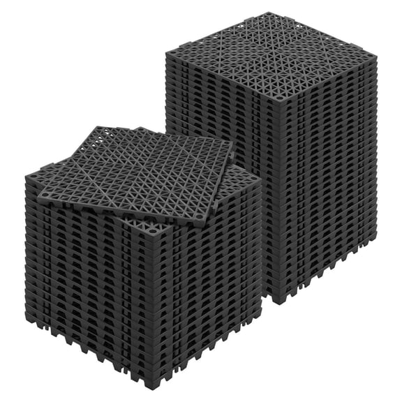 Interlocking Tile 50PCS Black, 12x12" Drainage Tiles, Soft PVC Floor Mats, Non-Slip Wet Area Tiles for Bathroom, Kitchen, Pool, Restroom