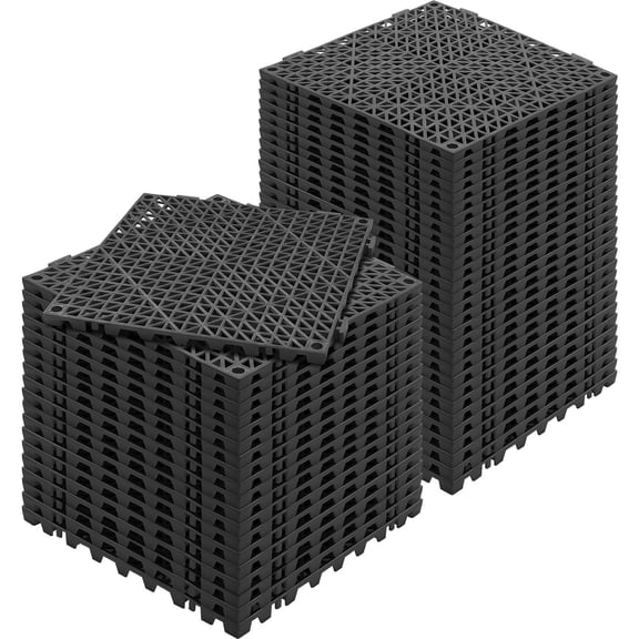 Interlocking Tile 50PCS Black,Drainage Tiles 12"x12"Splicing,Soft PVC Interlocking Drainage Floor Tiles,Non-Slip Drainage Holes for Restroom,Bathroom,Kitchen,Pool,Wet Areas