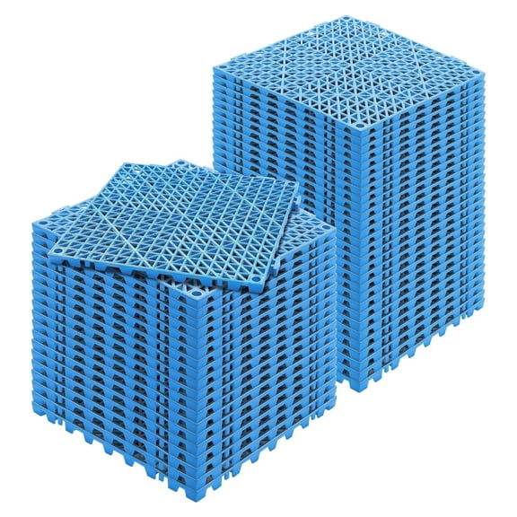 Interlocking Tile 50PCS, 12x12 Blue Drainage Tiles, Non-Slip PVC Flooring for Bathroom, Kitchen, Pool, Wet Areas