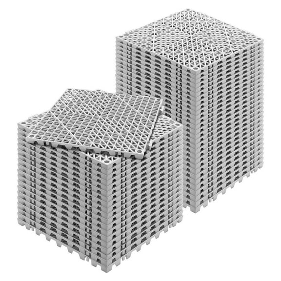 Interlocking Tile 50PCS Gray, 12x12" Drainage Tiles, Soft PVC Floor Mats, Non-Slip Bathroom Tiles for Kitchen, Pool, Wet Areas