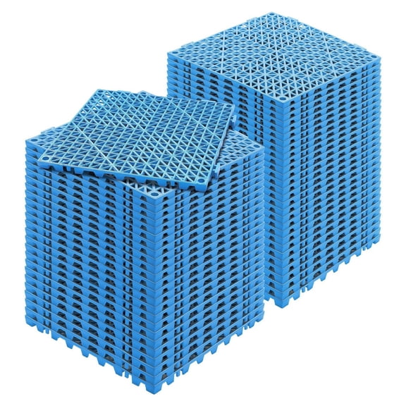 Interlocking Tile 55PCS Blue, 12x12" Drainage Tiles, Soft PVC Non-Slip Floor Mats for Bathroom, Kitchen, Pool, Wet Areas