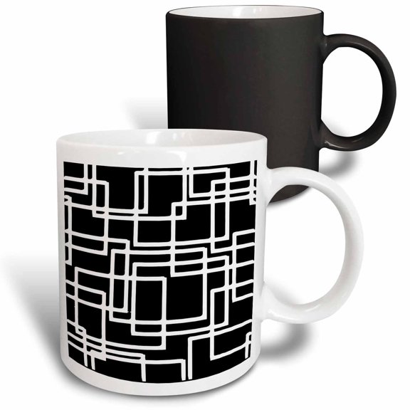 3drose, Interlocking White Squares Artistic Design, 11oz Magic Transforming Mug