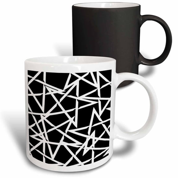 3drose, Interlocking White Star Polygon Shape Design, 11oz Magic Transforming Mug