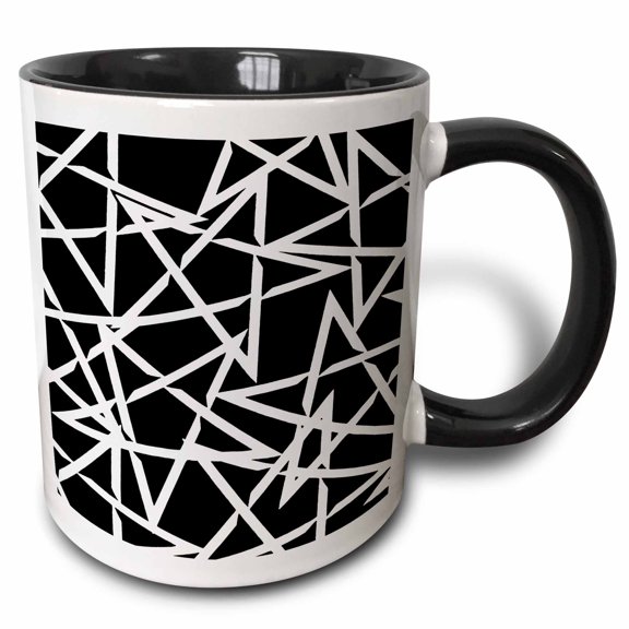 3drose, Interlocking White Star Polygon Shape Design, 11oz Two-tone Black Mug