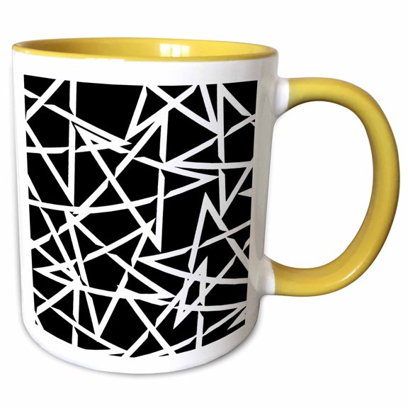 3drose, Interlocking White Star Polygon Shape Design, 11oz Two-tone Yellow Mug