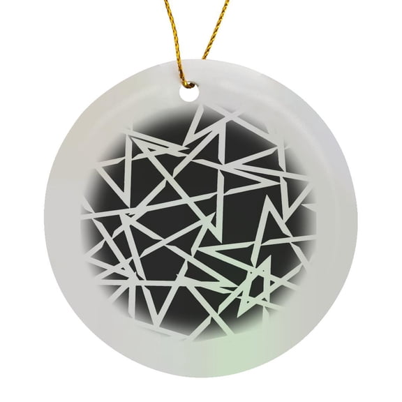 3drose, Interlocking White Star Polygon Shape Design, Circle Porcelain Ornament