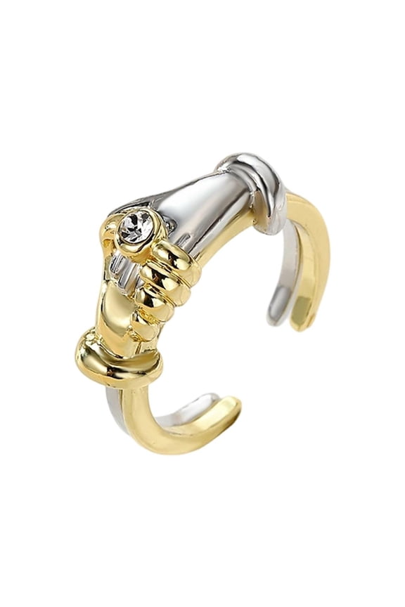 Interlockings Embrace Couple Ring Adjustable Open Shank Design Gold Silver Blending Alloy For Modern Accessories