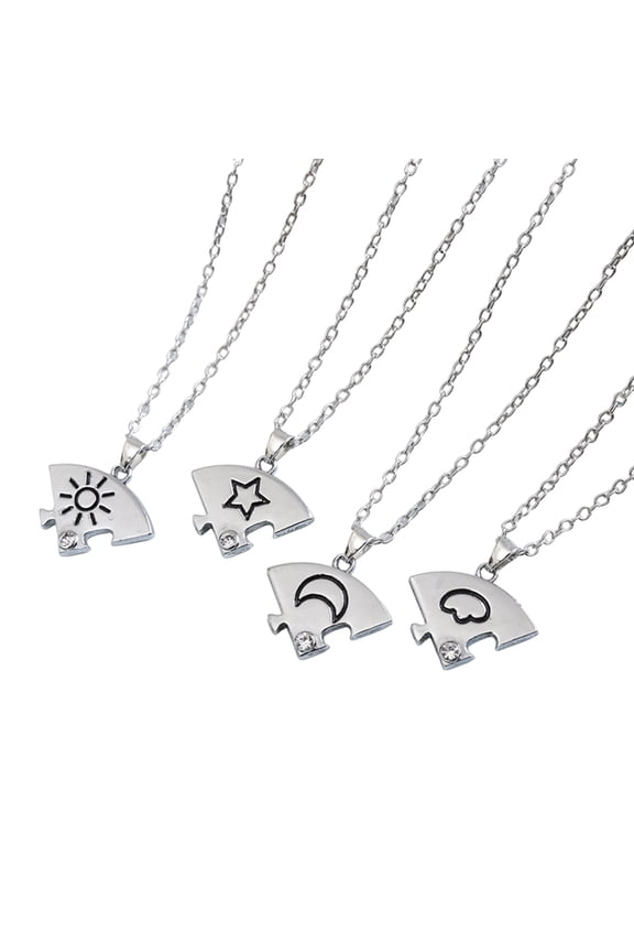 Interlockings Sun Moon Clouds Star Pendant Necklace Trendy Jewelry Accessory