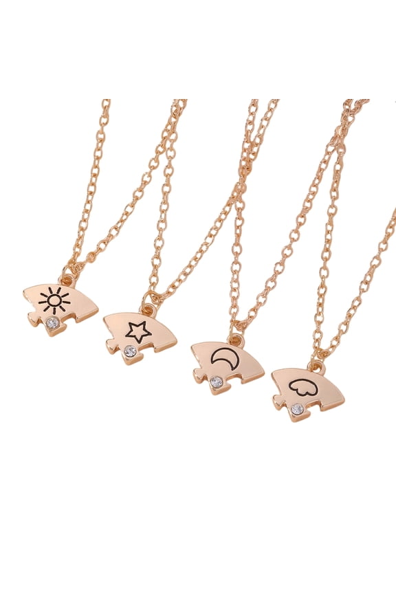 Interlockings Sun Moon Clouds Star Pendant Necklace Trendy Jewelry Accessory