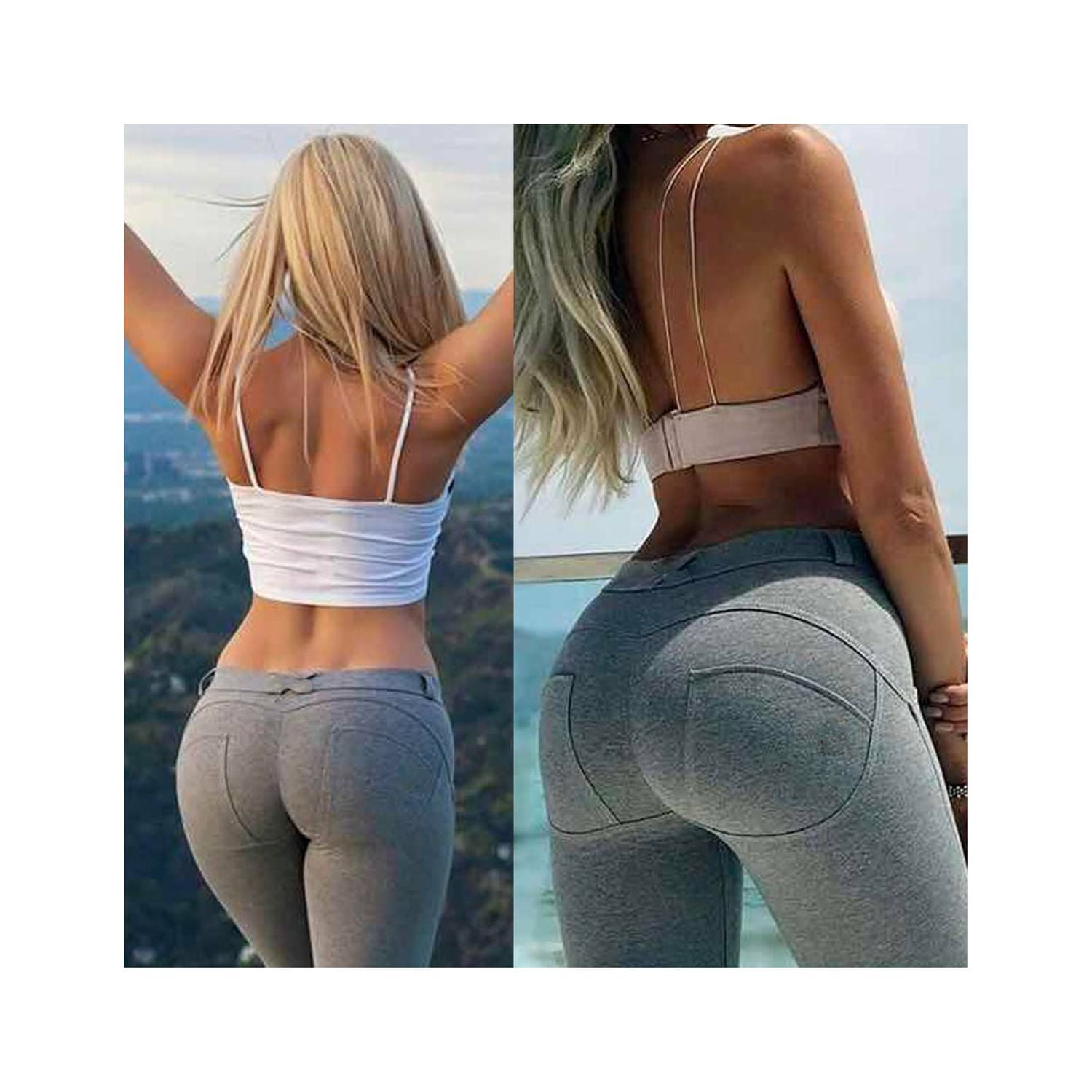 Interloper Low Rise Butt Lift Yoga Pants Fitness Leggings Stretch Ruched  Pants Gray - Comfy Stylish 