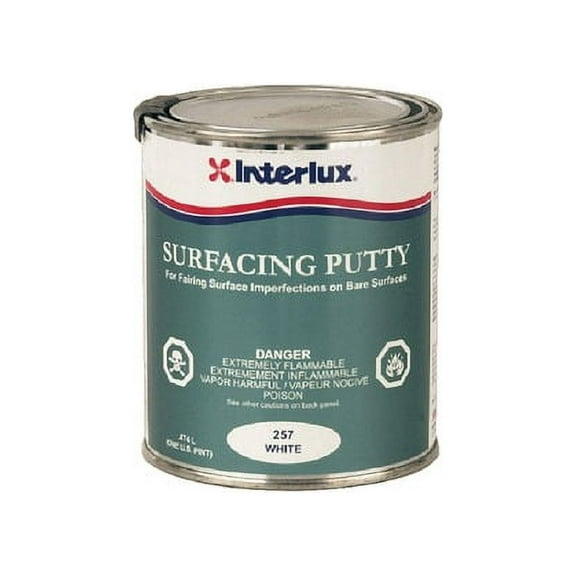 Interlux Y257/PT Surfacing Putty for Fairing Surface Imperfections on Bare Surfaces - White, Pint