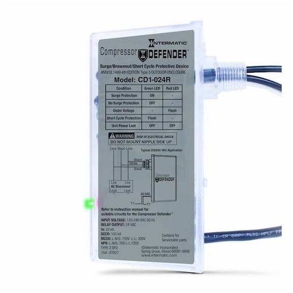 Intermatic CD1-024R Compressor Defender Protects Central Air Conditioner / Heat Pump Compressors and Circuit Boards