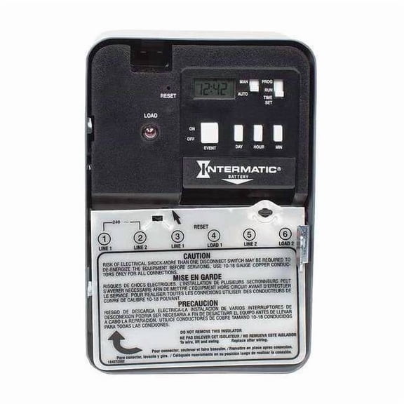 Intermatic EH10 EH Series 30 Amp 120-Volt SPST 7-Day Indoor Electronic Water Heater Time Switch Gray/Metal