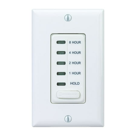 Intermatic EI220W-1 In-Wall Electronic Countdown Timer with Preset Times, 1/2/4/8 Hour With Hold Mode, SPST, 120 VAC, 60 Hz, 15 Amp, White