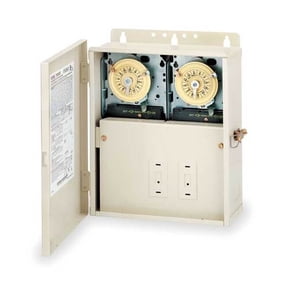 Intermatic Two 220 Time Clocks in Raintight Box T10404R