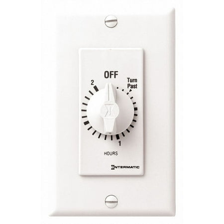 Intermatic FD2HW Spring Wound Countdown Timer, Decorator Style, 125-277 VAC, 50/60 Hz, SPST, 2 Hour Max, Without Hold, White
