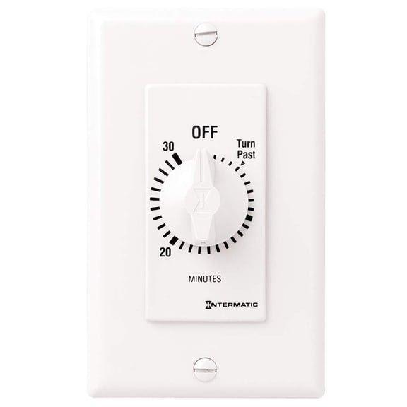 Intermatic FD30MWC 30-Minute Countdown Wall Timer for Fans and Lights, White