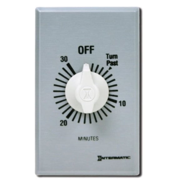 intermatic ff30mc 30-minute spring wound countdown wall timer, brushed metal