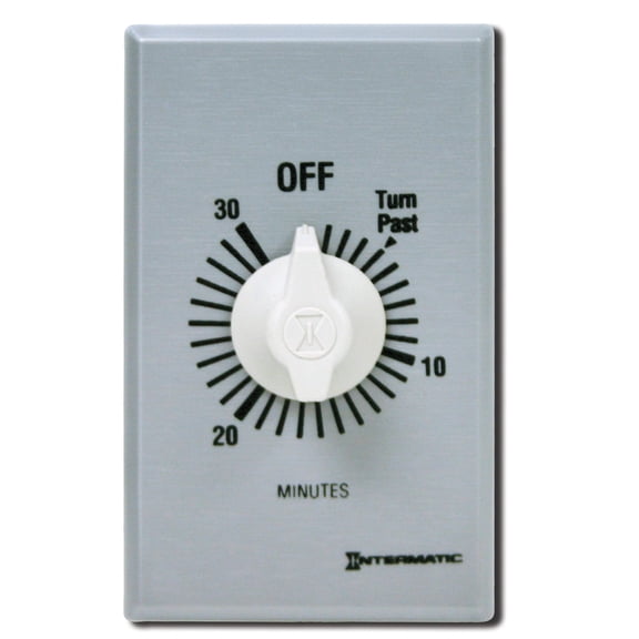 Intermatic FF330M 30-Minute Spring Loaded Wall Timer, Brushed Metal CA2