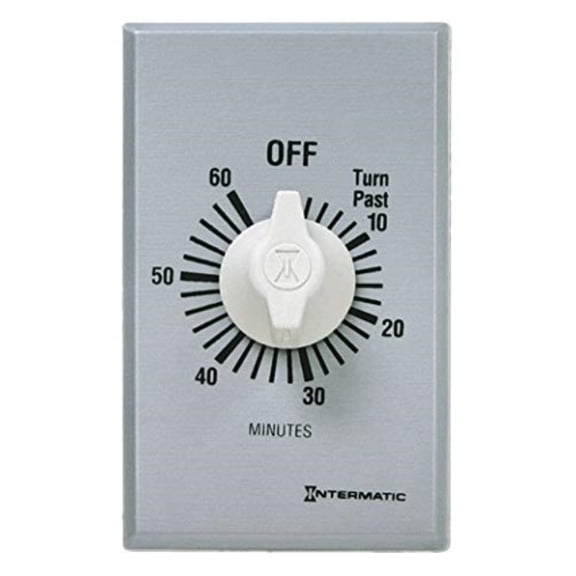 intermatic ff460m 60-minute spring loaded wall timer, brushed metal finish