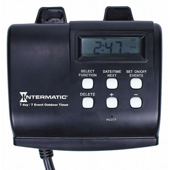 Intermatic HB880R 15 Amp 7 Day Outdoor Digital Plug-In Timer, Black
