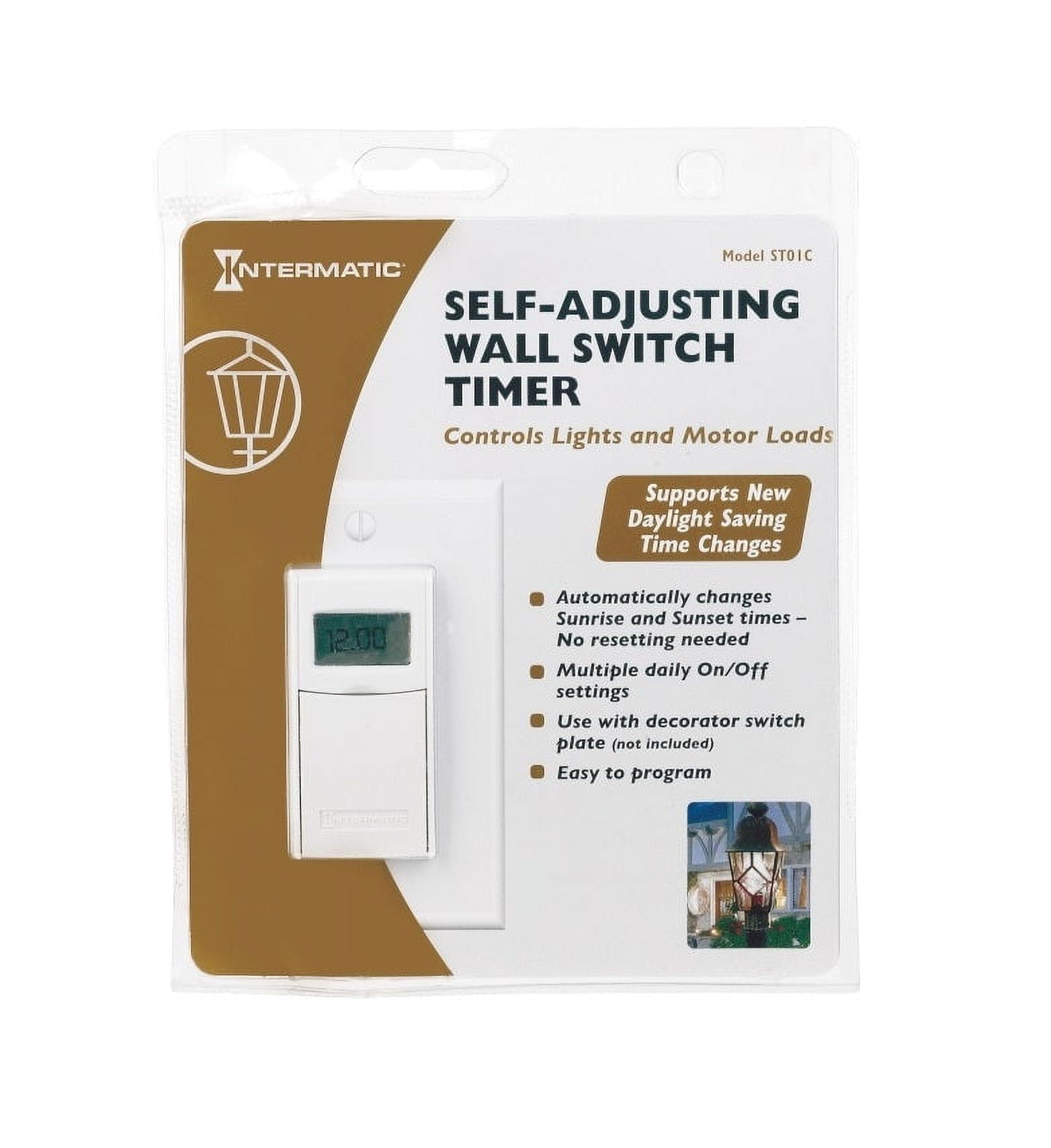 Intermatic ST01 Digital InWall Timer, White, Each
