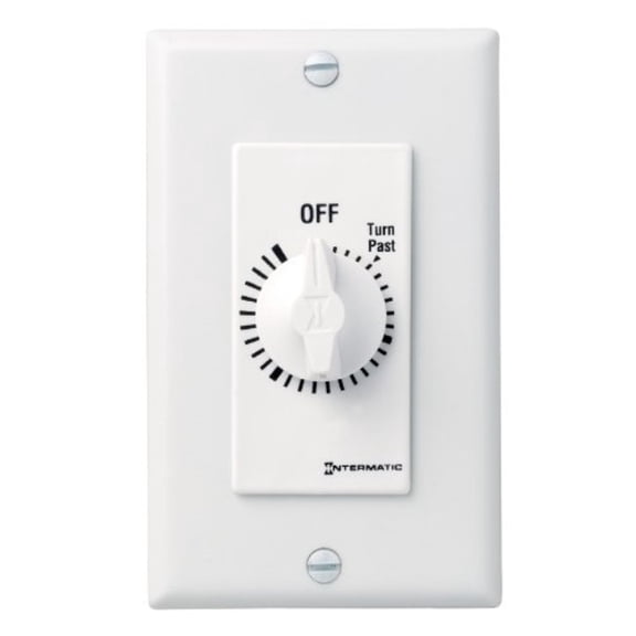 intermatic fd430mw 30-minute spring-loaded wall timer for lights and fans, white