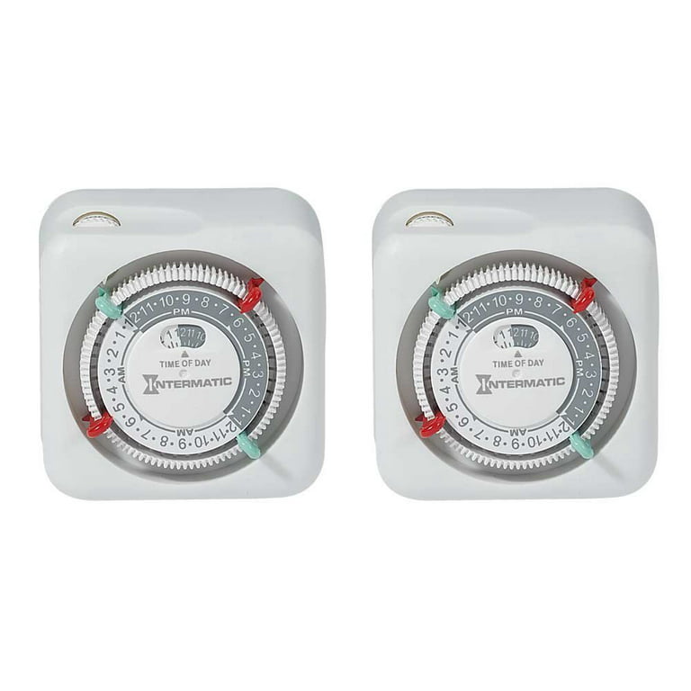 Century Mini Indoor 24-Hour Mechanical Outlet Timer, 2 Prong, 2-Pack