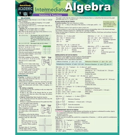 Intermediate Algebra : a QuickStudy Laminated Reference Guide (Edition 1) (Other)