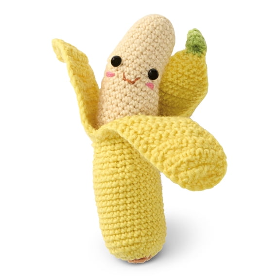 Intermediate Banana Amigurumi Crochet Kit by Loops & Threads â€“ DIY Stuffed Fruit Craft Set with Yarn - Hook - Fiberfill & Instructions - Intermediate Skill Level - Makes 6.3" Plush - 6 Pack