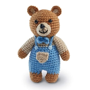 Intermediate Bear Amigurumi Crochet Kit by Loops & Threads DIY Stuffed Animal Craft Set with Yarn - Fiberfill - Hook & Instructions - Intermediate Skill Level - Makes 6.5" Plush - 6 Pack
