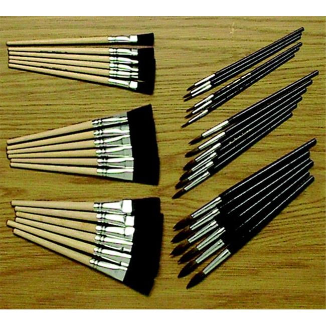 Intermediate Black Bristle Camel Hair Long Wood Handle Paint Brush Set