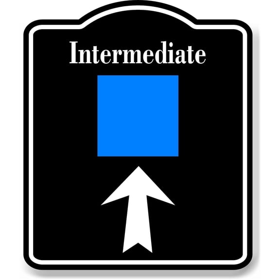 Intermediate Blue Trail Ski Slope Up Arrow BLACK Aluminum Composite Sign, 15"x18"