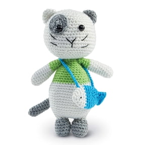 Intermediate Cat Amigurumi Crochet Kit by Loops & Threads – DIY Stuffed Animal Craft Set with Yarn - Fiberfill - Hook & Instructions - Intermediate Skill Level - Makes 8.5" Plush - 6 Pack