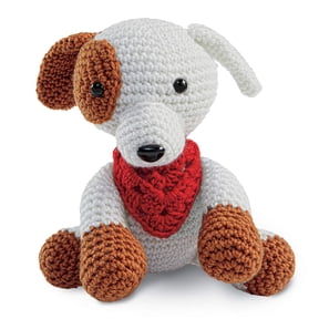 Intermediate Dog Amigurumi Crochet Kit by Loops & Threads – DIY Stuffed Animal Craft Set with Yarn - Fiberfill - Hook & Instructions - Intermediate Skill Level - Makes 8.5" Plush - 6 Pack