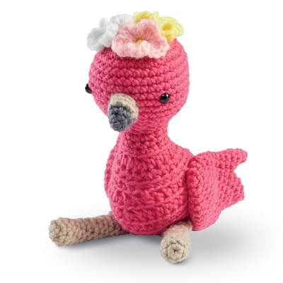 Intermediate Flamingo Amigurumi Crochet Kit by Loops & Threads – DIY Stuffed Animal Craft Set with Yarn - Fiberfill - Hook & Instructions - Intermediate Skill Level - Makes 7.5" Plush - 6 Pack