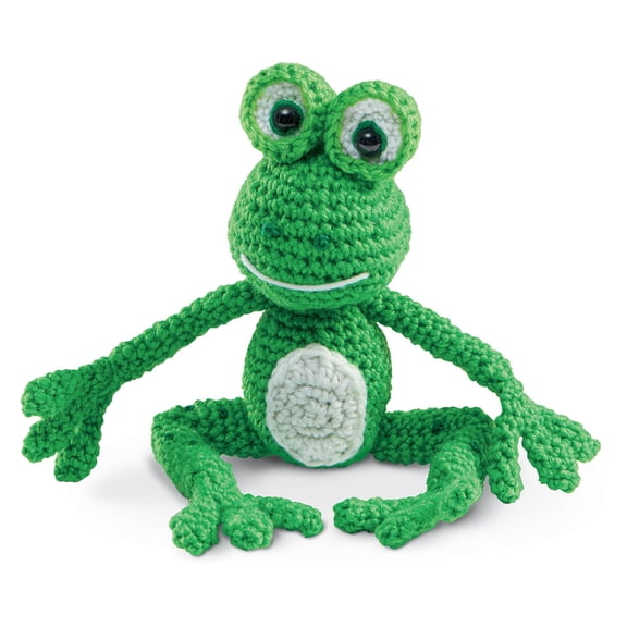 Intermediate Frog Amigurumi Crochet Kit by Loops & Threads  DIY Stuffed Animal Craft Set with Yarn - Fiberfill - Hook & Instructions - Intermediate Skill Level - Makes 6" Plush - 6 Pack