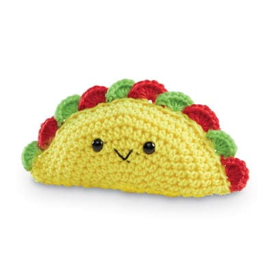 Intermediate Taco Amigurumi Crochet Kit by Loops & Threads – DIY Stuffed Food Craft Set with Yarn - Fiberfill - Hook & Instructions - Intermediate Skill Level - Makes 7" Plush - 6 Pack