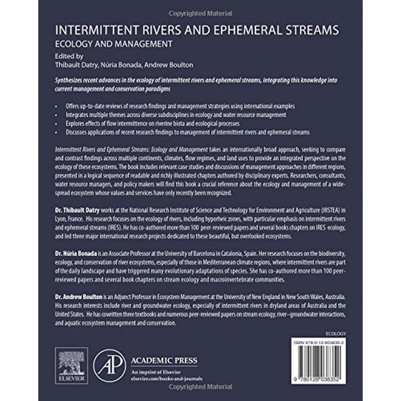 Pre-Owned Intermittent Rivers and Ephemeral Streams: Ecology and Management [Paperback] Datry, Thibault; Bonada, N?ria and Boulton, Andrew J.