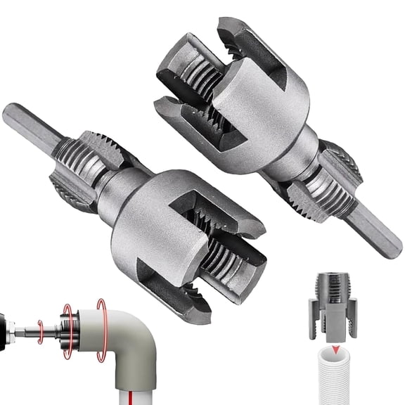 Internal & External Pipe Threading Tool(1/2'' 3/4'' Dies), Electric Drill Compatible Pvc & Plastic Pipe Threader Kit For Home Repair
